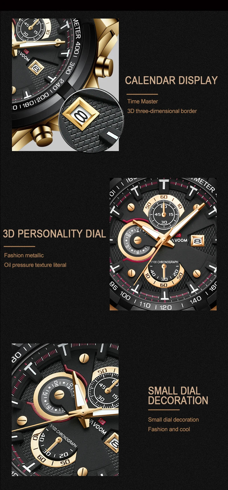 VA VA VOOM Top Brand Dropshipping Relogio Masculino Men Luxury Calendar Luminous Wristwatch Imitate Quartz Sports Men's Watch